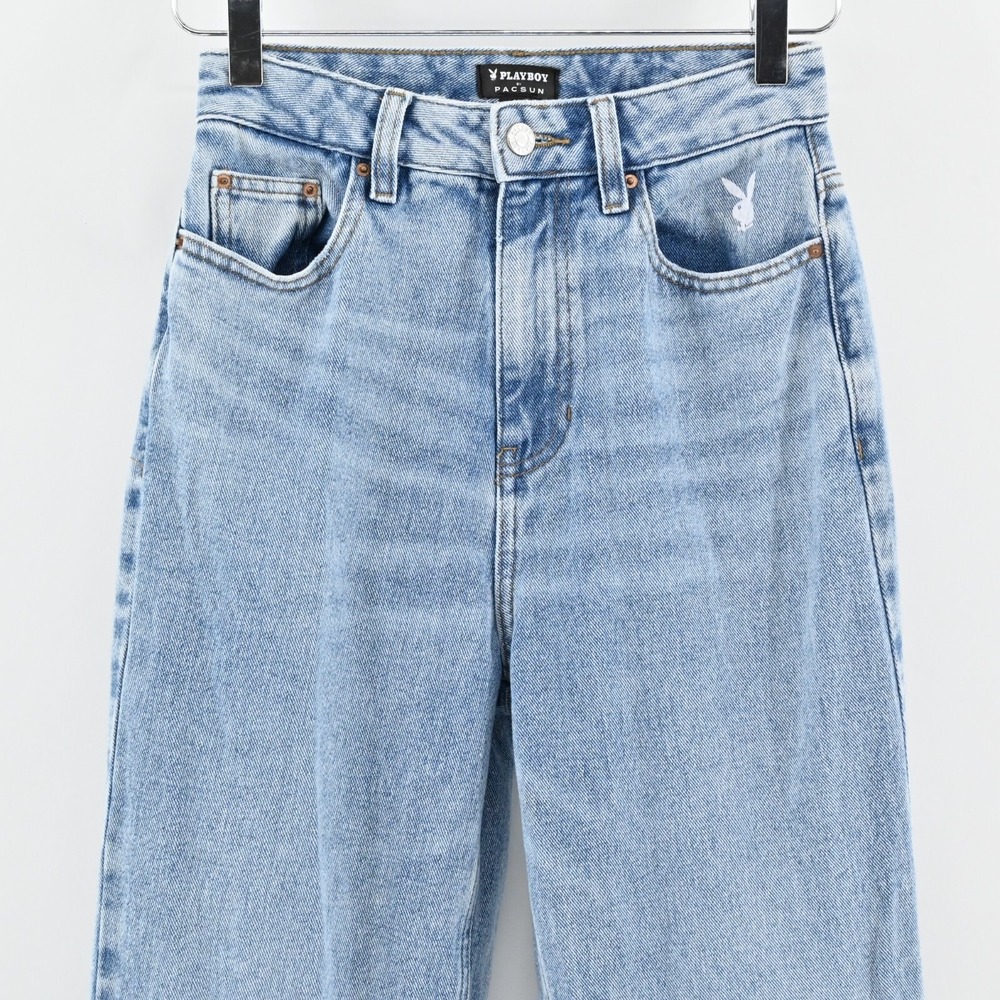 Playboy X Pacsun Slash Mom‎ Jeans Size 25 Distressed Rainbow Paint Pocket Pride - Picture 9 of 12